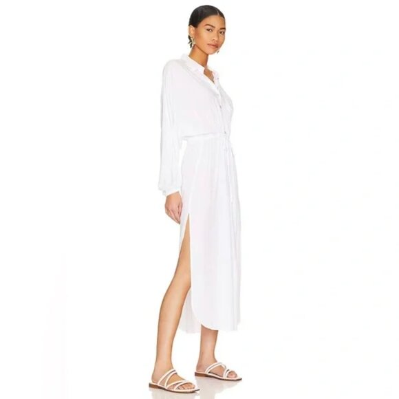 L*SPACE Logan Shirt Dress | Size M | NWT | White Collared Button Down - Picture 3 of 3